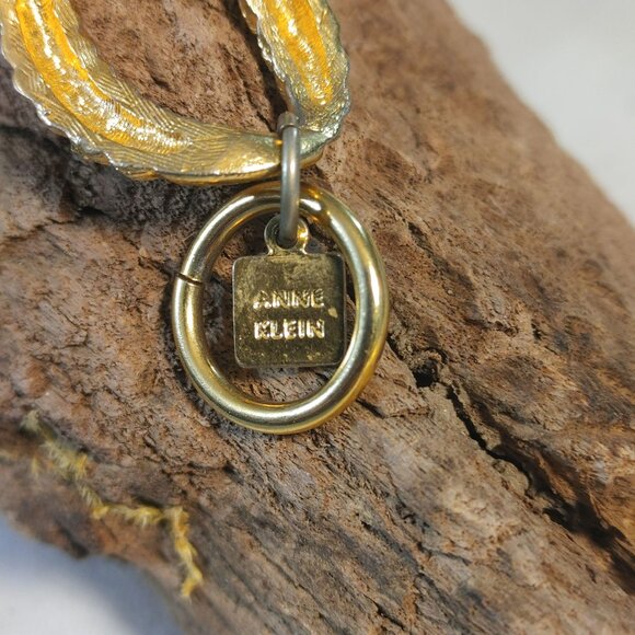 Anne Klein Vintage Gold Tone Rope Chain Link Bracelet Twist Chucky Stamped Charm - Picture 3 of 10